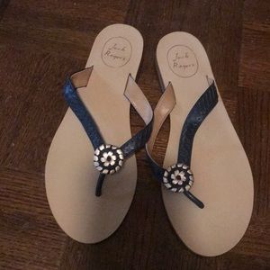 Jack Rogers flip-flops black and gold never worn!
